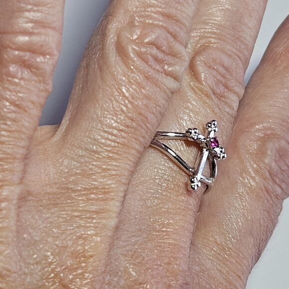 **Final Sale** Vintge Sarah Coventry Pink Rhinestone Silver Tone Cross Adj 4-8 - Picture 4 of 13